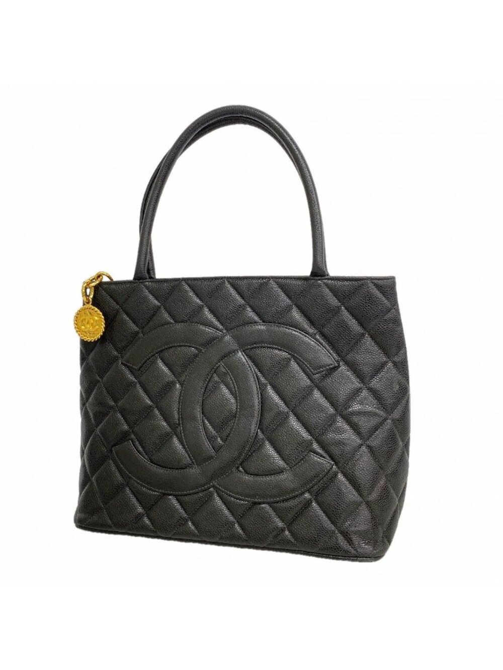 Chanel Tote Reissue Caviar Leather Black Gold